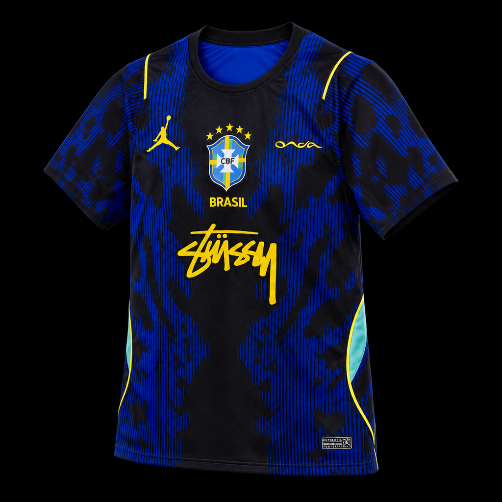 Brazil Midnight Blue Stüssy Football Jersey