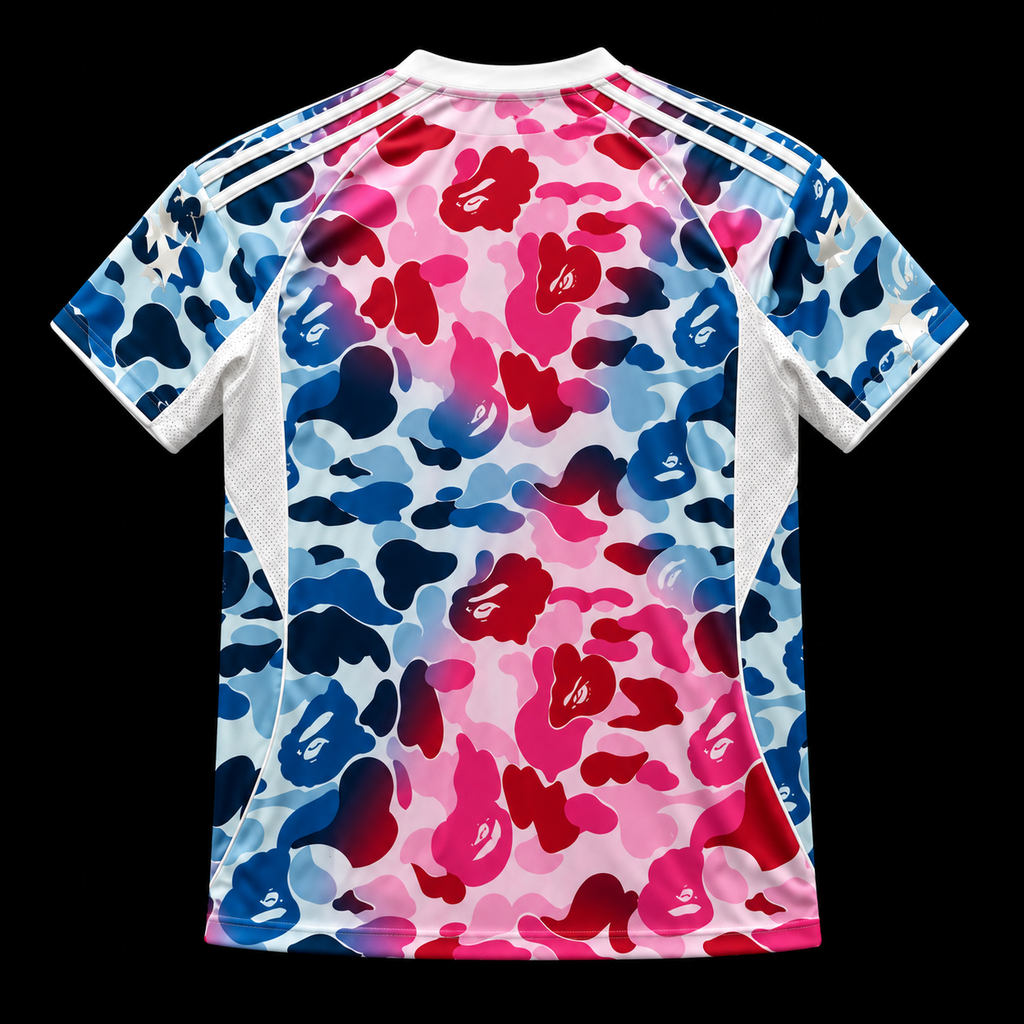 BAPE Pink & Blue Camo Football Jersey