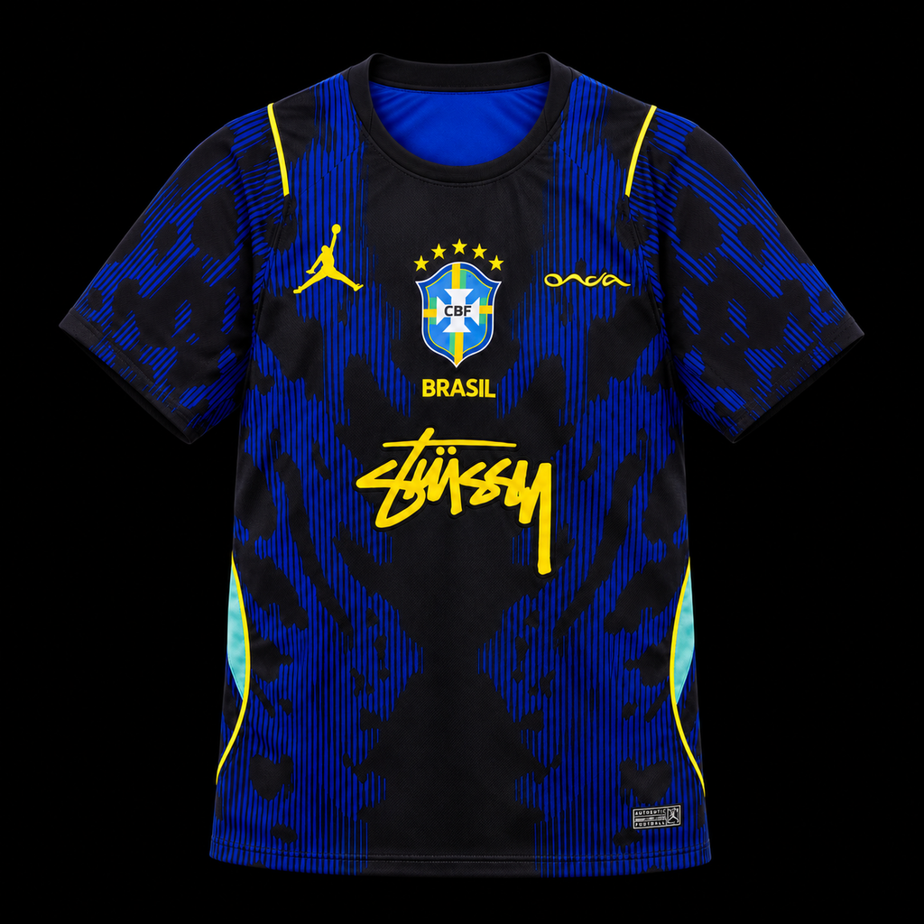 Brazil Midnight Blue Stüssy Football Jersey